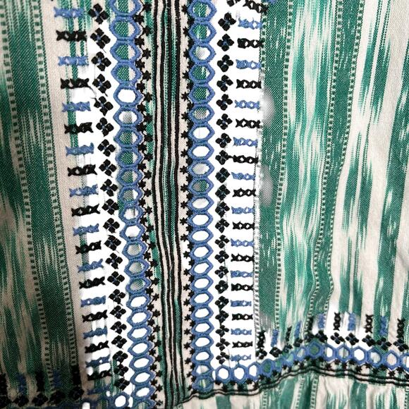 J. Jill Embroidered Cotton Ikat Dress Size Medium - Picture 6 of 10